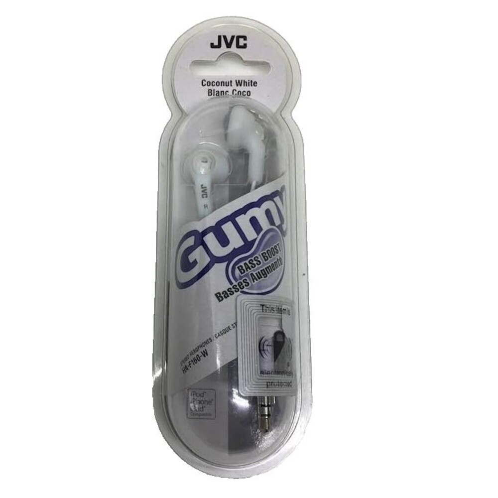 JVC Gumy Stereo Headphones Bass Boost In Ear Coconut White HA-F160-W NEW